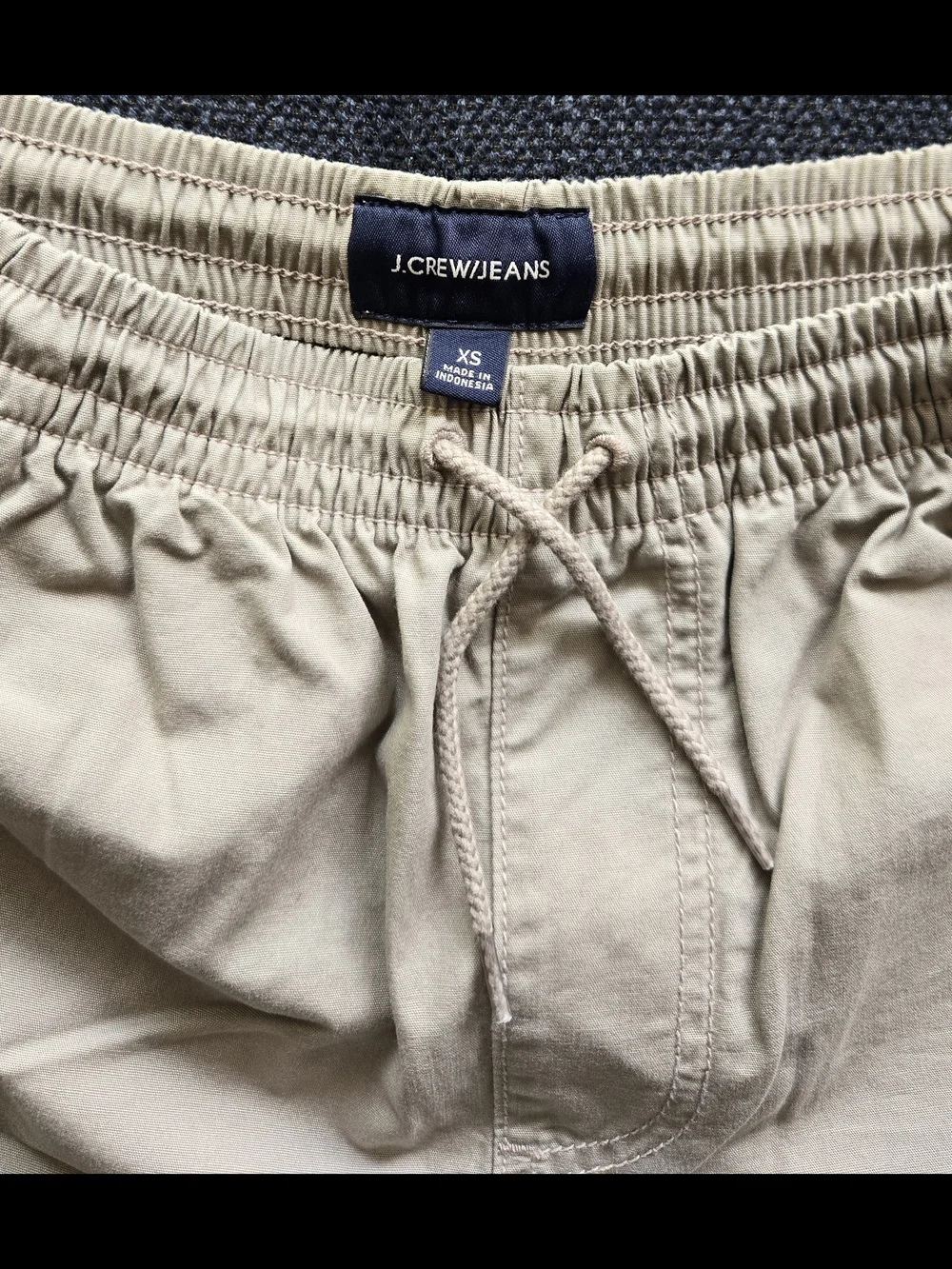 J. Crew Khaki Drawstring Waist Shorts with Navy Label